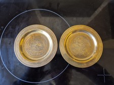 2 x Egyptian Theme Decorated Brass Dishes