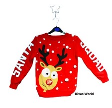 Kids Reindeer Jumpers 3D Nose