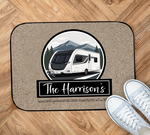 Personalised caravan door mat - caravan,