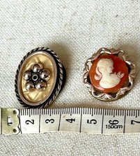 Two Pretty, Vintage Scarf Clips.  One Small Cameo Design.
