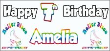 Retro Roller Skates Disco 7th Birthday Banner x 2 Party Decorations ANY NAME