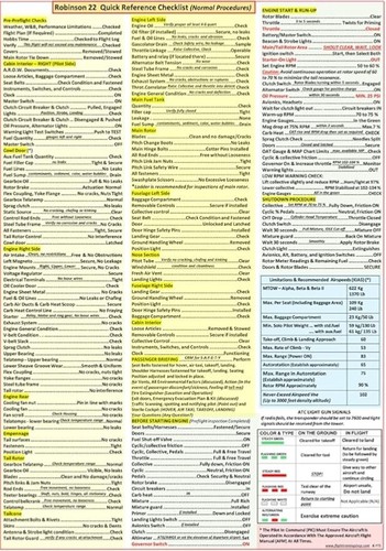 Robinson r22 quick reference - robinson,