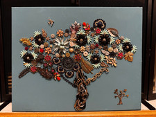 (1-of-a-Kind) Jewelry to Canvas Art Piece -Handmade- Sparkling Tree 20x16