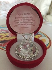 Birthday Glass Bear in a Red Rose Shaped Gift Box
