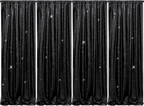 Black sequin backdrop curtains - sequin,