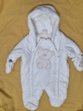 Ladybird White Winter Pram/ Snowsuit with Mittens Newborn Up To 56cm
