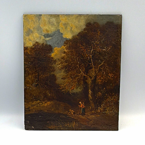 Antique oil board - oil, painting
