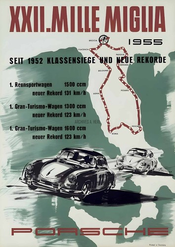 Porsche 1955 poster automobile - porsche,