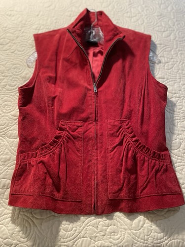 Womens leather vest size red - m,