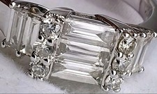 18Ct White Gold 1Ct VS Baguette Diamond Cluster Deco Engagement Ring Size N