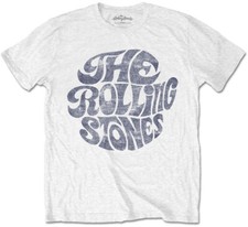 The Rolling Stones Vintage 70s Logo White T-Shirt OFFICIAL