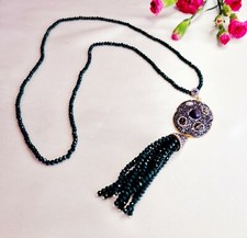 Exquisite Turkish Jewellery Hand Made Necklace, A Blend of Dark Green Crystals