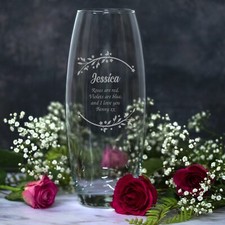 Personalised Floral Name & Message Bullet Vase Birthdays Wedding Anniversary