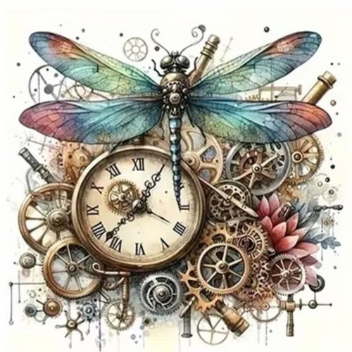 Steampunk dragonfly iron on - dragonfly,