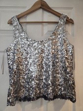 🌸  Zara Sequin Silver Vest