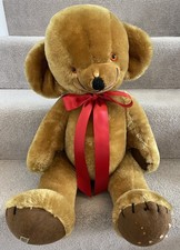 Large Antique Vintage Merrythought Cheeky 25” Teddy Bear W/ Bells & Label