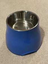 Large Elevated Dog Bowl Blue Feeding Drinking Non Slip Stainless