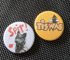 2 x Tiswas Spit The Dog 25mm Button Pin Badges