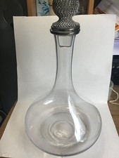 1.8l /60oz whisky wine alcohol liqueur glass decanter with silver diamanté lid