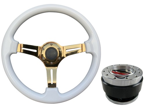 White gold steering wheel - white,