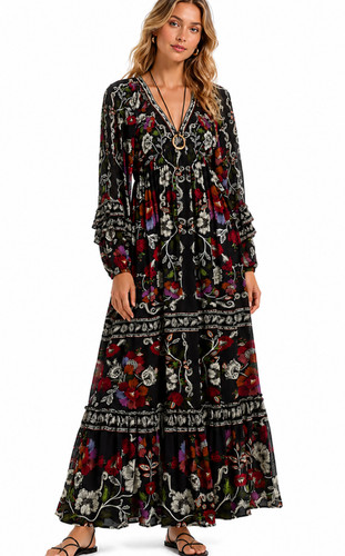 Farm rio rococo flowers - flowers, black