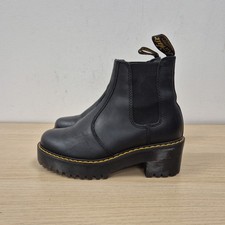 Dr Martens Rometty Black Leather Platform Chunky Heel Ankle Boots Uk 4 Eu 37
