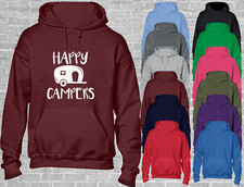 HAPPY CAMPERS HOODY HOODIE FUNNY CAMPING CAMPER WALKING HIKING OUTDOORS