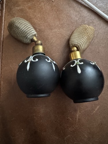 Vintage black glass perfume - glass,
