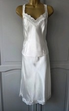 LADIES VTG M&S LIGHT CREAM SILKY SATIN POLYESTER HALF SLIP & CAMISOLE SIZE 14