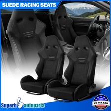 Pair Racing Seats Black Suede