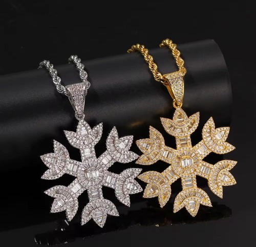 Iced out snowflake necklace - iced,