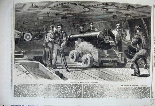 Old antique print 1860 gun - old,