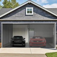Sliding Garage Door Screen with Track, 16 * 7 Ft Retractable Privacy 16*7FT
