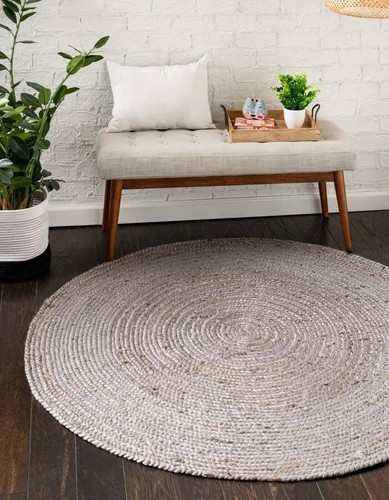 Rug grey round jute - grey, carpet