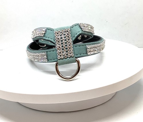 Blue suede dog puppy harness - suede,