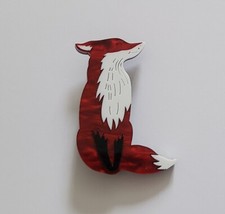 Acrylic red fox - fox, brooch