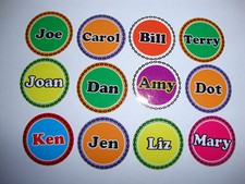  12 BOWLS STICKERS 1" NAMES