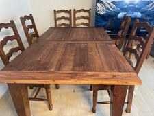 Beautifully Carved Victorian Solid Oak Wind Out Extending Table and 8 Chairs