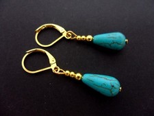 Pair turquoise blue gold - pair,