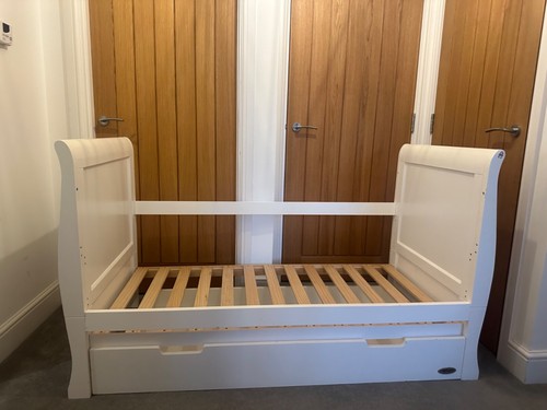 Sleigh cot bed with under - bed,