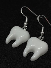 Tooth Teeth Earrings Kawaii Silver Plated Hooks