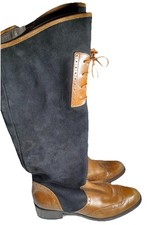 Vitti Love Brown Combi Leather Zip Up Knee High Brouge Boots Size EU 39