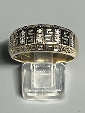 9ct GENTS GREEK KEY DIAMOND RING