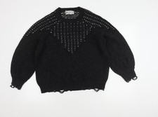 Wildfox Women's Black Knit Jumper, Size S, Balloon Sleeves