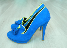 Jennifer & Jennifer Ladies Heeled Shoes Electric Blue Suede Size 4 / 37