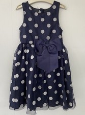 Beautiful Girls H&M Navy Spotty Party Dress Age 5-6 Years Hardly Worn