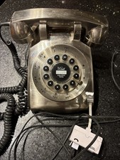 RETRO TELEPHONE - BRIGHT SILVER PUSH BUTTON - EXCELLENT & FULLY WORKING