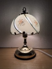 Lovely Vintage Tiffany-Style Touch Table Lamp Floral Pattern Glass Shade Working