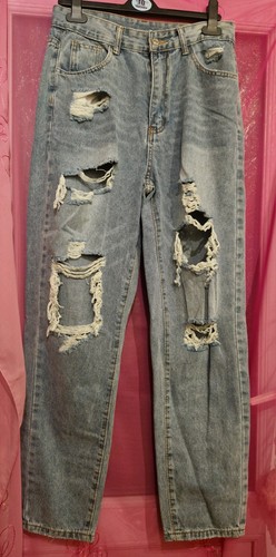 Ladies blue cropped distressed - ladies,