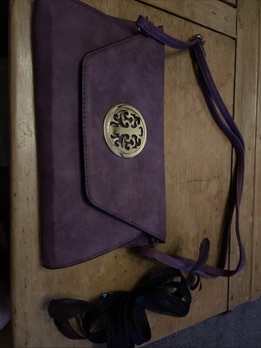 Purple suede clutch bag with - suede,